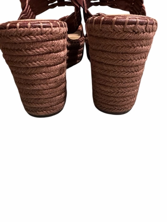 Veronica Beard Chestnut Woven Leather Espadrille Wedges - Picture 4 of 9